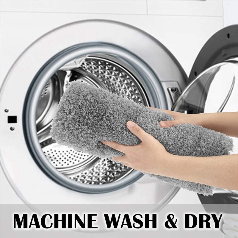 Suchtale Bathroom Contour Rug Non Slip Bath Mat Water Absorbent Soft Microfiber Shaggy Bathroom Mat Machine Washable Bath Rug for Bathroom Thick Plush U Shape Toilet Rug (20 x 24, Grey) - Image 5